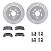 7512-76023 Drilled/Slotted Brake Rotors w/5000 Advanced Brake Pads Kit & Hardware [Silver], 1987-1991 Lexus/Toyota/Scion, Positi - image 1