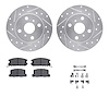 7512-76026 Drilled/Slotted Brake Rotors w/5000 Advanced Brake Pads Kit & Hardware [Silver], 1985-1986 Lexus/Toyota/Scion, Positi - image 1