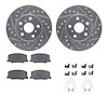 7512-76029 Drilled/Slotted Brake Rotors w/5000 Advanced Brake Pads Kit & Hardware [Silver], 1987-1987 Lexus/Toyota/Scion, Positi - image 1