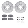 7512-76032 Drilled/Slotted Brake Rotors w/5000 Advanced Brake Pads Kit & Hardware [Silver], 1987-1991 Lexus/Toyota/Scion, Positi - image 1