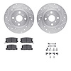 7512-76033 Drilled/Slotted Brake Rotors w/5000 Advanced Brake Pads Kit & Hardware [Silver], 1987-1989 Lexus/Toyota/Scion, Positi - image 1