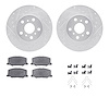 7512-76036 Drilled/Slotted Brake Rotors w/5000 Advanced Brake Pads Kit & Hardware [Silver], 1988-1993 Lexus/Toyota/Scion, Positi - image 1