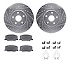 7512-76037 Drilled/Slotted Brake Rotors w/5000 Advanced Brake Pads Kit & Hardware [Silver], 1987-1991 Lexus/Toyota/Scion, Positi - image 1
