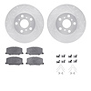 7512-76039 Drilled/Slotted Brake Rotors w/5000 Advanced Brake Pads Kit & Hardware [Silver], 1990-1991 Lexus/Toyota/Scion, Positi - image 1