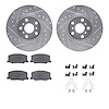 7512-76040 Drilled/Slotted Brake Rotors w/5000 Advanced Brake Pads Kit & Hardware [Silver], 1990-1993 Lexus/Toyota/Scion, Positi - image 1