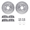 7512-76044 Drilled/Slotted Brake Rotors w/5000 Advanced Brake Pads Kit & Hardware [Silver], 1995-1999 Lexus/Toyota/Scion, Positi - image 1