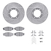 7512-76047 Drilled/Slotted Brake Rotors w/5000 Advanced Brake Pads Kit & Hardware [Silver], 1989-1993 Lexus/Toyota/Scion, Positi - image 1