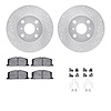 7512-76048 Drilled/Slotted Brake Rotors w/5000 Advanced Brake Pads Kit & Hardware [Silver], 1992-1995 Lexus/Toyota/Scion, Positi - image 1
