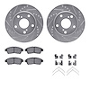 7512-76049 Drilled/Slotted Brake Rotors w/5000 Advanced Brake Pads Kit & Hardware [Silver], 1992-1996 Lexus/Toyota/Scion, Positi - image 1