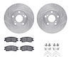 7512-76051 Drilled/Slotted Brake Rotors w/5000 Advanced Brake Pads Kit & Hardware [Silver], 1992-1996 Lexus/Toyota/Scion, Positi - image 1