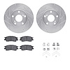 7512-76052 Drilled/Slotted Brake Rotors w/5000 Advanced Brake Pads Kit & Hardware [Silver], 1995-2003 Lexus/Toyota/Scion, Positi - image 1