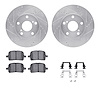 7512-76053 Drilled/Slotted Brake Rotors w/5000 Advanced Brake Pads Kit & Hardware [Silver], 1997-2004 Lexus/Toyota/Scion, Positi - image 1