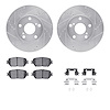 7512-76054 Drilled/Slotted Brake Rotors w/5000 Advanced Brake Pads Kit & Hardware [Silver], 2002-2006 Lexus/Toyota/Scion, Positi - image 1