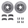 7512-76055 Drilled/Slotted Brake Rotors w/5000 Advanced Brake Pads Kit & Hardware [Silver], 1992-1996 Lexus/Toyota/Scion, Positi - image 1