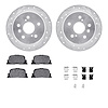 7512-76059 Drilled/Slotted Brake Rotors w/5000 Advanced Brake Pads Kit & Hardware [Silver], 2000-2001 Lexus/Toyota/Scion, Positi - image 1