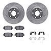 7512-76062 Drilled/Slotted Brake Rotors w/5000 Advanced Brake Pads Kit & Hardware [Silver], 2004-2004 Lexus/Toyota/Scion, Positi - image 1
