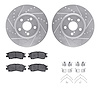 7512-76067 Drilled/Slotted Brake Rotors w/5000 Advanced Brake Pads Kit & Hardware [Silver], 1994-1997 Lexus/Toyota/Scion, Positi - image 1