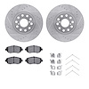 7512-76070 Drilled/Slotted Brake Rotors w/5000 Advanced Brake Pads Kit & Hardware [Silver], 1993-1998 Lexus/Toyota/Scion, Positi - image 1