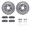 7512-76071 Drilled/Slotted Brake Rotors w/5000 Advanced Brake Pads Kit & Hardware [Silver], 1995-1999 Lexus/Toyota/Scion, Positi - image 1