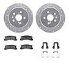 7512-76075 Drilled/Slotted Brake Rotors w/5000 Advanced Brake Pads Kit & Hardware [Silver], 1996-1997 Lexus/Toyota/Scion, Positi - image 1