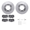 7512-76077 Drilled/Slotted Brake Rotors w/5000 Advanced Brake Pads Kit & Hardware [Silver], 1995-2004 Lexus/Toyota/Scion, Positi - image 1