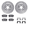 7512-76081 Drilled/Slotted Brake Rotors w/5000 Advanced Brake Pads Kit & Hardware [Silver], 2000-2000 Lexus/Toyota/Scion, Positi - image 1