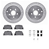 7512-76085 Drilled/Slotted Brake Rotors w/5000 Advanced Brake Pads Kit & Hardware [Silver], 2005-2010 Lexus/Toyota/Scion, Positi - image 1