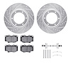 7512-76088 Drilled/Slotted Brake Rotors w/5000 Advanced Brake Pads Kit & Hardware [Silver], 1990-1992 Lexus/Toyota/Scion, Positi - image 1