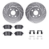 7512-76095 Drilled/Slotted Brake Rotors w/5000 Advanced Brake Pads Kit & Hardware [Silver], 2001-2003 Lexus/Toyota/Scion, Positi - image 1