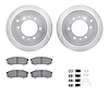 7512-76098 Drilled/Slotted Brake Rotors w/5000 Advanced Brake Pads Kit & Hardware [Silver], 1993-1997 Lexus/Toyota/Scion, Positi - image 1