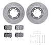 7512-76117 Drilled/Slotted Brake Rotors w/5000 Advanced Brake Pads Kit & Hardware [Silver], 2000-2002 Lexus/Toyota/Scion, Positi - image 1