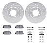 7512-76119 Drilled/Slotted Brake Rotors w/5000 Advanced Brake Pads Kit & Hardware [Silver], 1970-1975 Lexus/Toyota/Scion, Positi