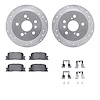 7512-76121 Drilled/Slotted Brake Rotors w/5000 Advanced Brake Pads Kit & Hardware [Silver], 2002-2006 Lexus/Toyota/Scion, Positi - image 1
