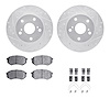 7512-76124 Drilled/Slotted Brake Rotors w/5000 Advanced Brake Pads Kit & Hardware [Silver], 1989-1992 Lexus/Toyota/Scion, Positi - image 1