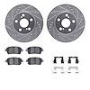 7512-76125 Drilled/Slotted Brake Rotors w/5000 Advanced Brake Pads Kit & Hardware [Silver], 2004-2009 Lexus/Toyota/Scion, Positi - image 1