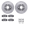 7512-76128 Drilled/Slotted Brake Rotors w/5000 Advanced Brake Pads Kit & Hardware [Silver], 2012-2019 Lexus/Toyota/Scion, Positi - image 1