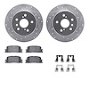 7512-76133 Drilled/Slotted Brake Rotors w/5000 Advanced Brake Pads Kit & Hardware [Silver], 2001-2003 Lexus/Toyota/Scion, Positi - image 1