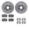 7512-76143 Drilled/Slotted Brake Rotors w/5000 Advanced Brake Pads Kit & Hardware [Silver], 2002-2003 Lexus/Toyota/Scion, Positi - image 1