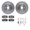 7512-76151 Drilled/Slotted Brake Rotors w/5000 Advanced Brake Pads Kit & Hardware [Silver], 2004-2009 Lexus/Toyota/Scion, Positi - image 1