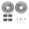 7512-76152 Drilled/Slotted Brake Rotors w/5000 Advanced Brake Pads Kit & Hardware [Silver], 2004-2005 Lexus/Toyota/Scion, Positi - image 1