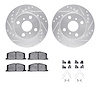 7512-76157 Drilled/Slotted Brake Rotors w/5000 Advanced Brake Pads Kit & Hardware [Silver], 1991-1994 Lexus/Toyota/Scion, Positi - image 1