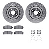 7512-76164 Drilled/Slotted Brake Rotors w/5000 Advanced Brake Pads Kit & Hardware [Silver], 2008-2021 Lexus/Toyota/Scion, Positi - image 1