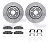 7512-76168 Drilled/Slotted Brake Rotors w/5000 Advanced Brake Pads Kit & Hardware [Silver], 2009-2015 Lexus/Toyota/Scion, Positi - image 1