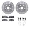 7512-76172 Drilled/Slotted Brake Rotors w/5000 Advanced Brake Pads Kit & Hardware [Silver], 1991-1997 Lexus/Toyota/Scion, Positi - image 1