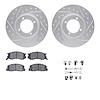 7512-76173 Drilled/Slotted Brake Rotors w/5000 Advanced Brake Pads Kit & Hardware [Silver], 1986-1989 Lexus/Toyota/Scion, Positi - image 1
