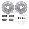 7512-76177 Drilled/Slotted Brake Rotors w/5000 Advanced Brake Pads Kit & Hardware [Silver], 2006-2018 Lexus/Toyota/Scion, Positi - image 1