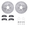 7512-76180 Drilled/Slotted Brake Rotors w/5000 Advanced Brake Pads Kit & Hardware [Silver], 1991-1996 Lexus/Toyota/Scion, Positi - image 1