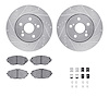 7512-76183 Drilled/Slotted Brake Rotors w/5000 Advanced Brake Pads Kit & Hardware [Silver], Fits Select Lexus/Toyota/Scion, Posi - image 1