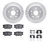 7512-76187 Drilled/Slotted Brake Rotors w/5000 Advanced Brake Pads Kit & Hardware [Silver], Fits Select Lexus/Toyota/Scion, Posi - image 1