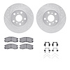 7512-76196 Drilled/Slotted Brake Rotors w/5000 Advanced Brake Pads Kit & Hardware [Silver], 1988-1989 Lexus/Toyota/Scion, Positi - image 1